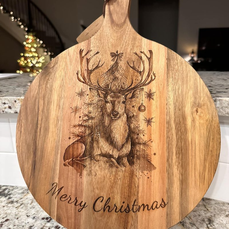 Merry Christmas Reindeer Cutting Board